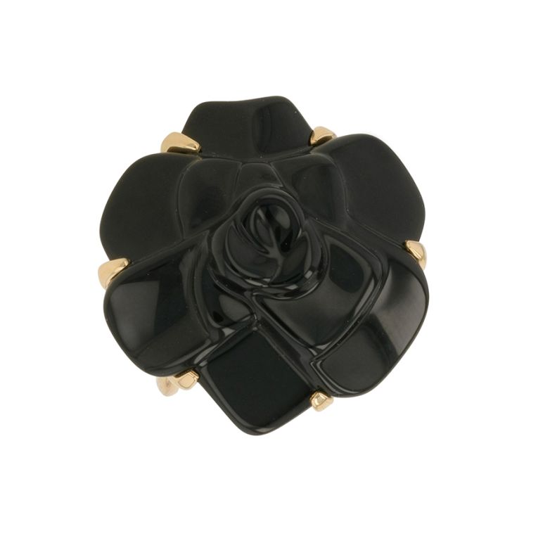 Bague fleur en verre noir or jaune 17.98g Comme neuf -  reconditionné disponible sur Gemme Les Bijoux